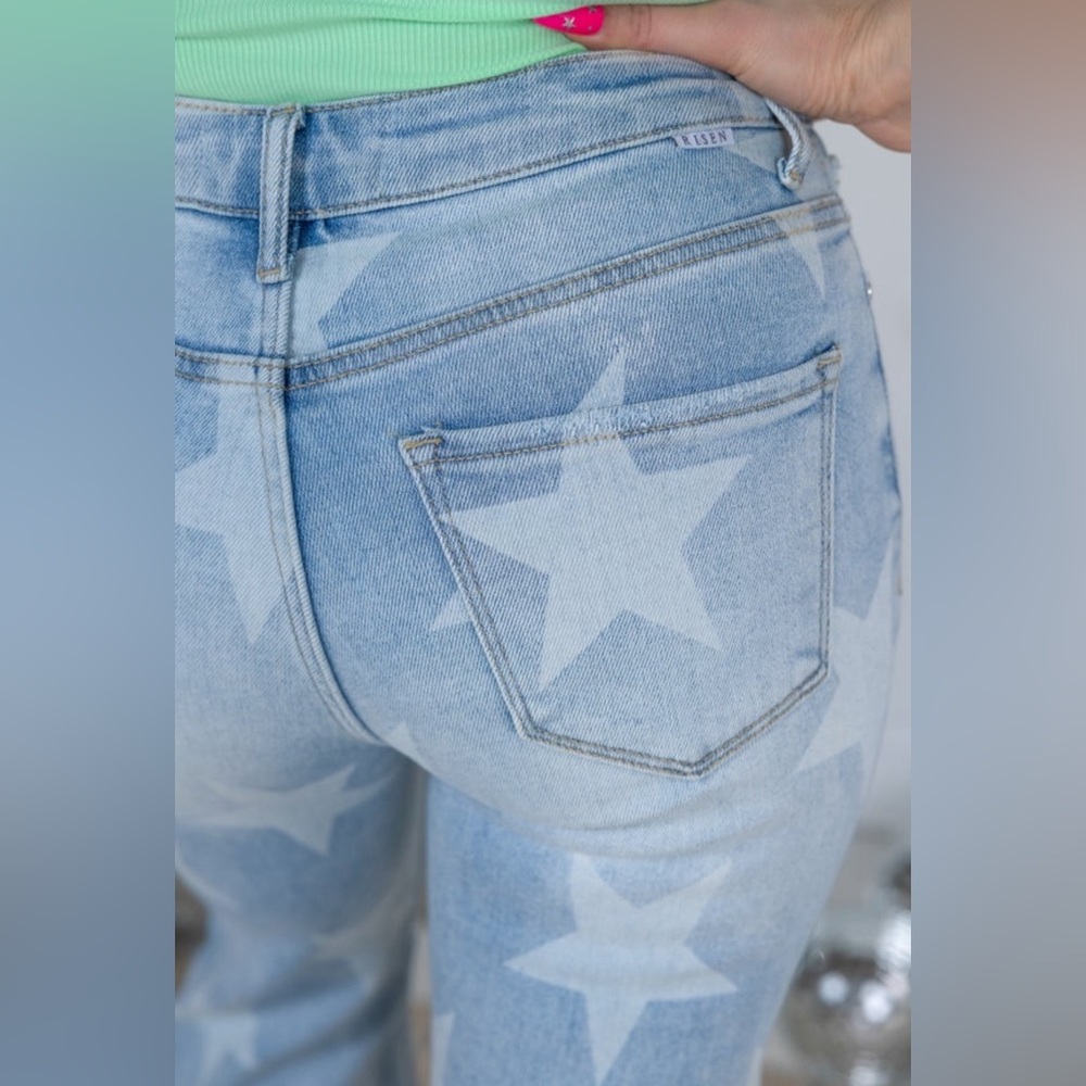 RISEN STAR PRINT STRAIGHT LEG JEANS - nondistressed - Picture 6 of 11